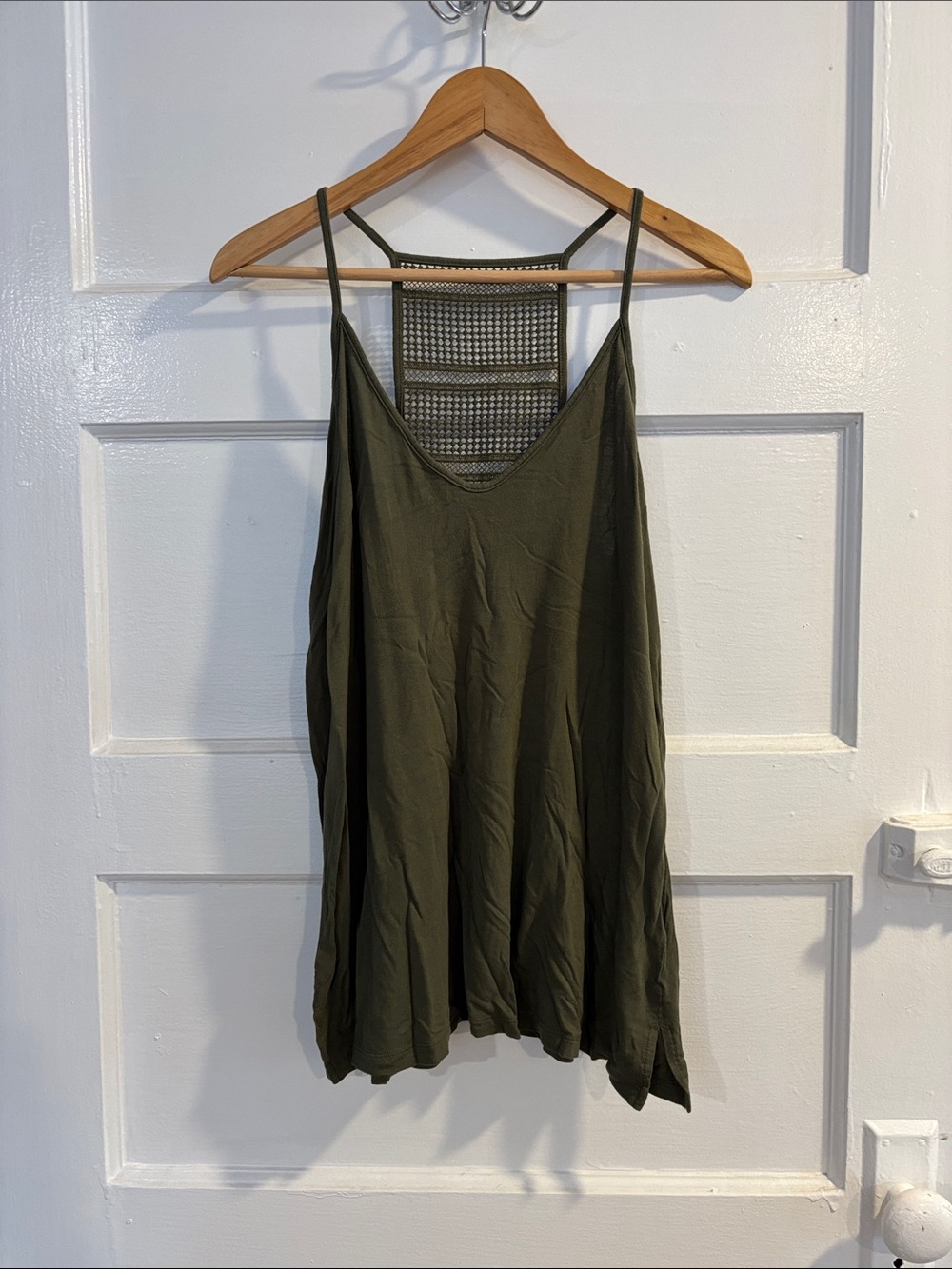 Old Navy Olive Green Crochet-Back Tank Top
